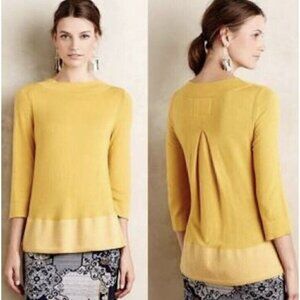 Anthropologie Angel of the North Yellow Evi Cashmere Wool Blend Sweater Size S